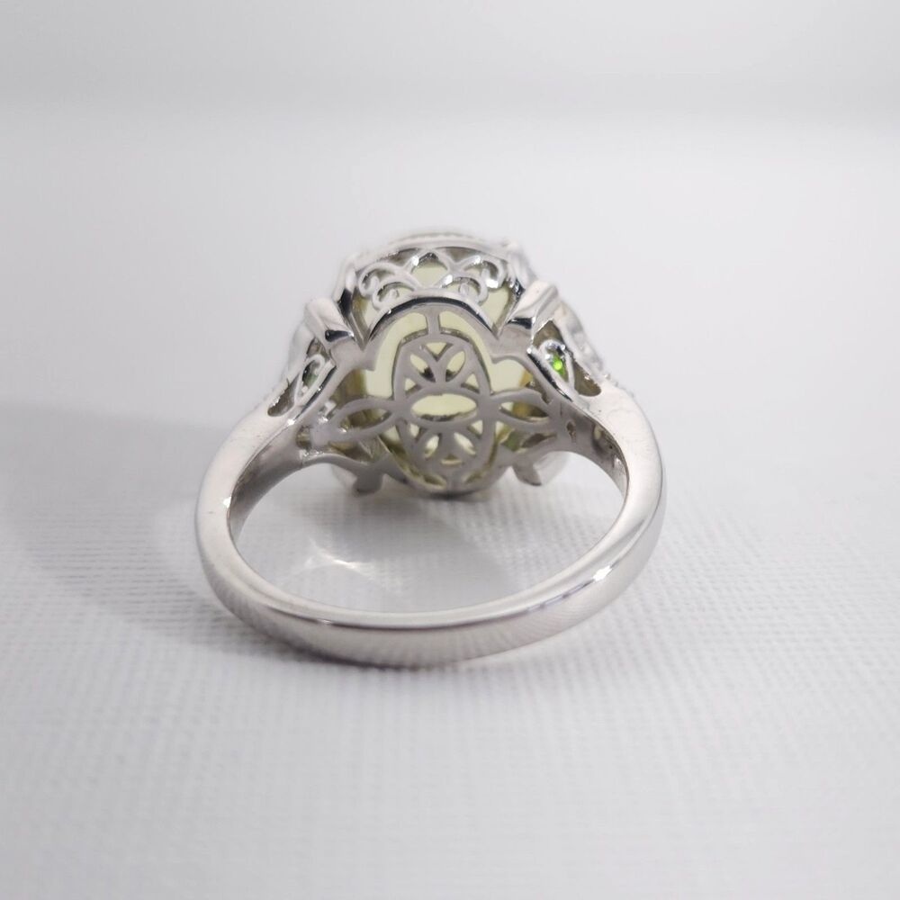 Yellow Quartz 13 Carats Ring with Chrome Diopside Size 9 - Picture 8 of 14